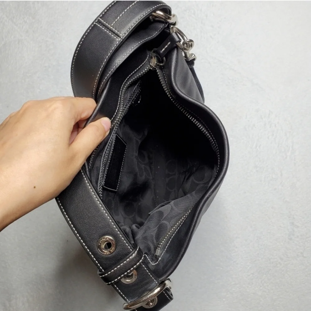 Coach 1415 Soho Slim Y2K Black Leather Hobo Fringe Tasseled Shoulder Bag